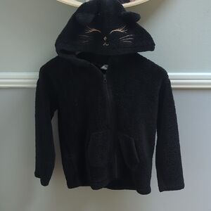 The Children's Place Black Cat Ear Sherpa Fleece Zip Hoodie 7/8